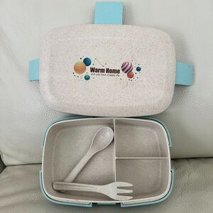 Bento Lunch Box 3 Compartment Kids Lunch Container with FORK AND SPOON